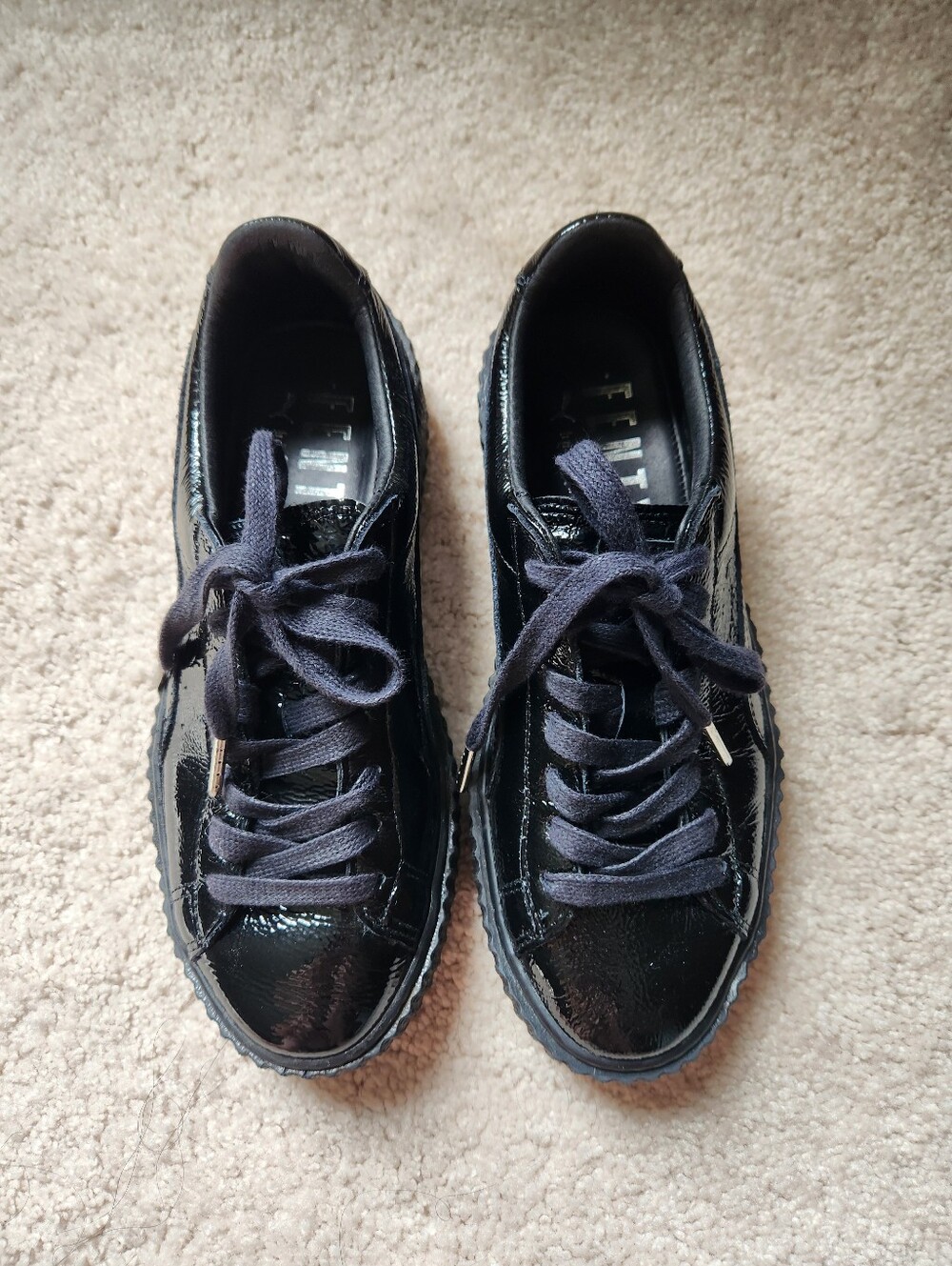 Puma X Fenty Black Patent Leather Creepers